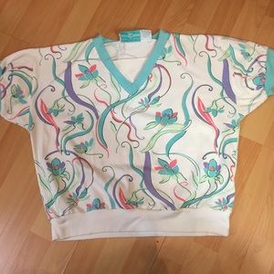 Vintage 1980's Women's Goola Gong Abstract Top Lg